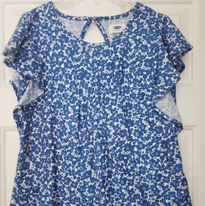 Old Navy Girls blue floral top Size 10-12